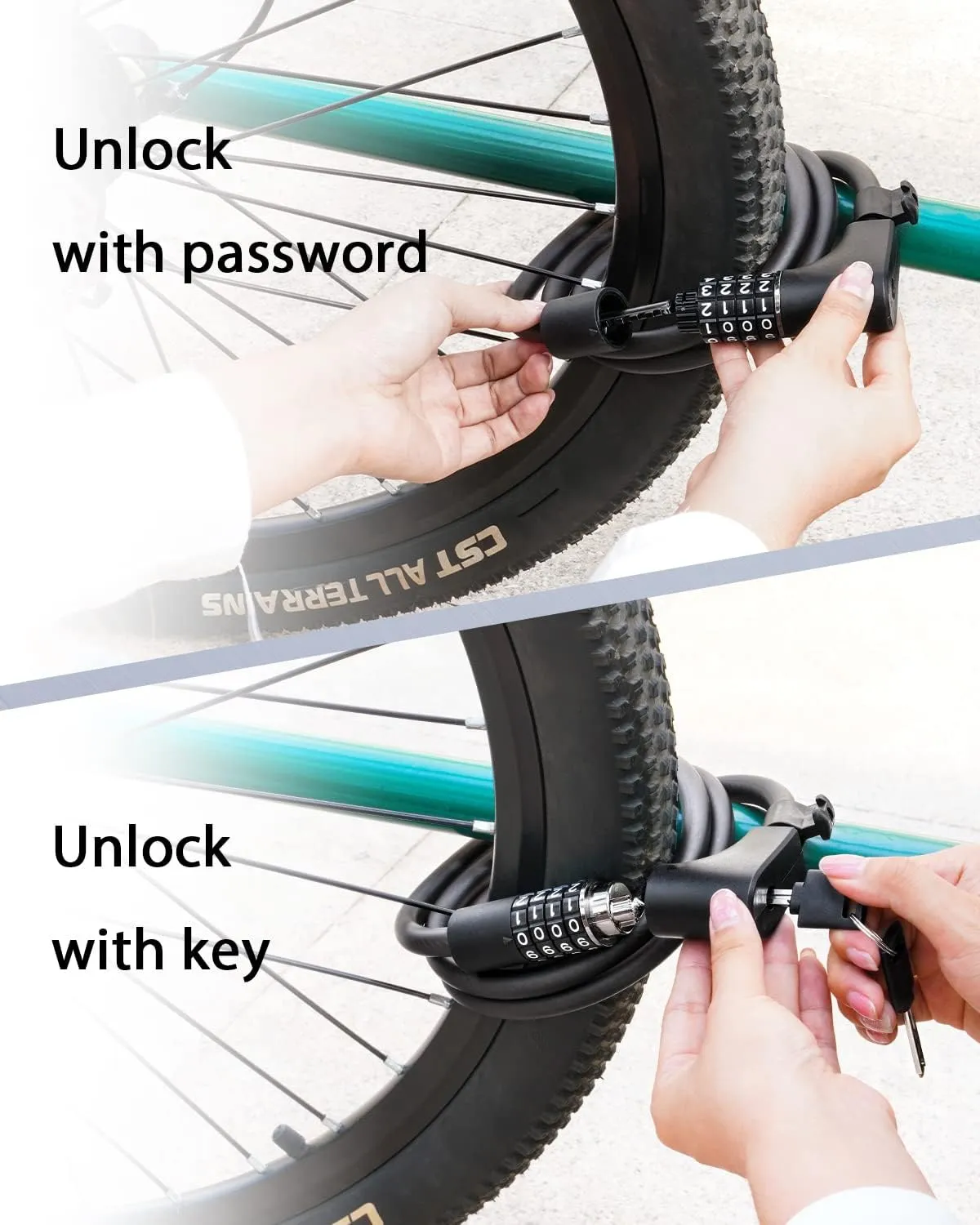 Bike Lock Cable with Combination,High Security 5-Digit Resettable Combination Bicycle Lock Anti-Theft, with Mounting Bracket for Bikes and Scooters