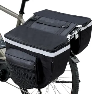 Bike Panniers 25L, Saddle Bags for Bicycle Waterproof Bicycle Saddle Bags Bicycle Commuting Pannier Mountain Road Bike Rack Rear Seat Tail Carrier Trunk Double Pannier Bag, black