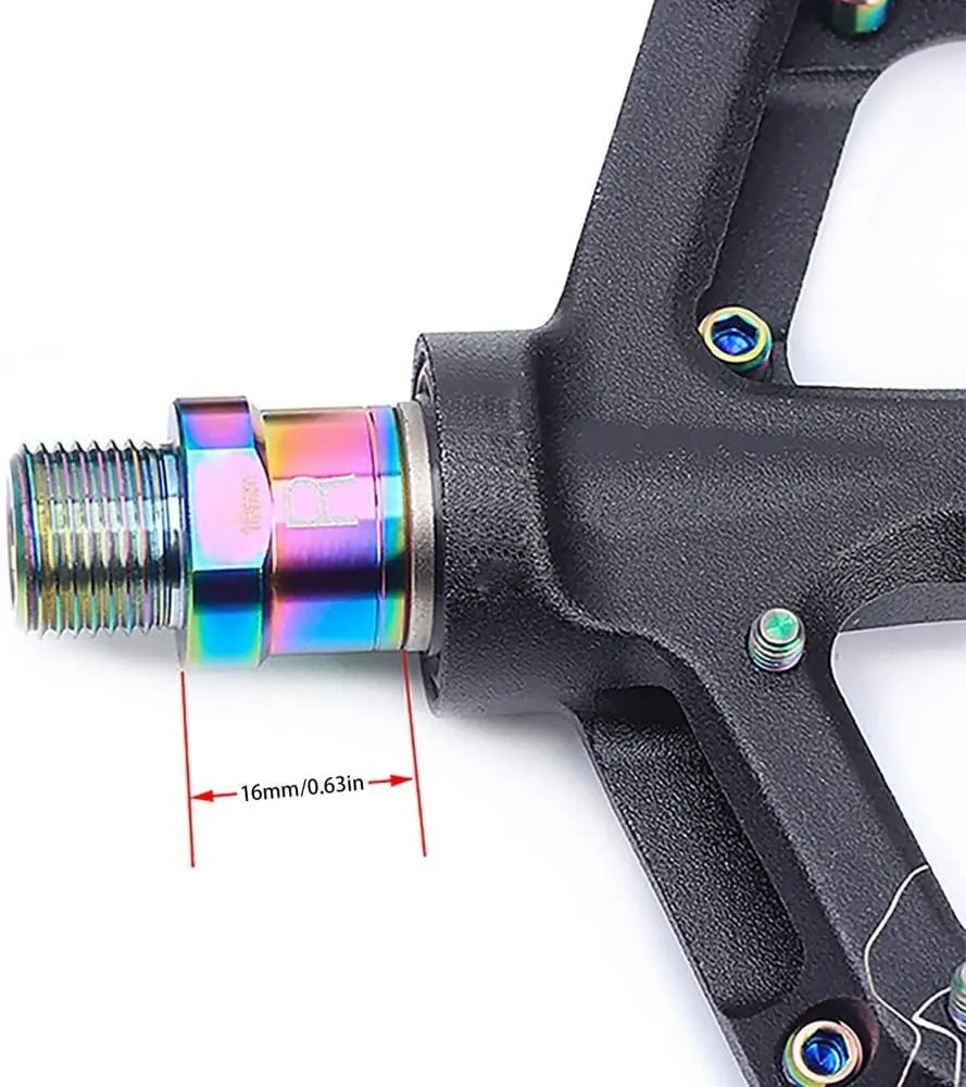 Bike Pedal Extenders, Titanium Alloy Extended Pedal Spacer with Washers Extended 16/20mm Hollow Foot Pedal Extenders for 9/16" Threaded Pedals Bike SPD MT MTB BM