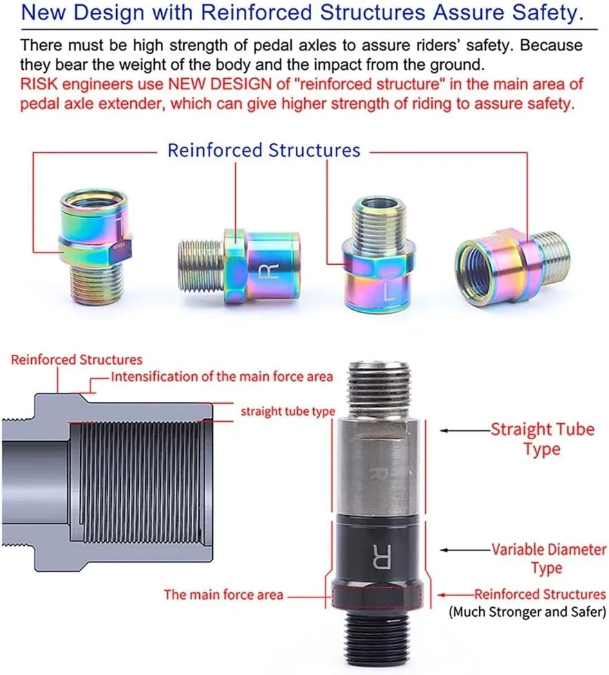 Bike Pedal Extenders, Titanium Alloy Extended Pedal Spacer with Washers Extended 16/20mm Hollow Foot Pedal Extenders for 9/16" Threaded Pedals Bike SPD MT MTB BM