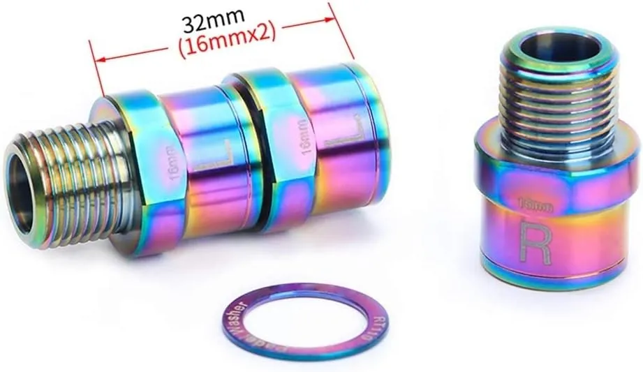 Bike Pedal Extenders, Titanium Alloy Extended Pedal Spacer with Washers Extended 16/20mm Hollow Foot Pedal Extenders for 9/16" Threaded Pedals Bike SPD MT MTB BM