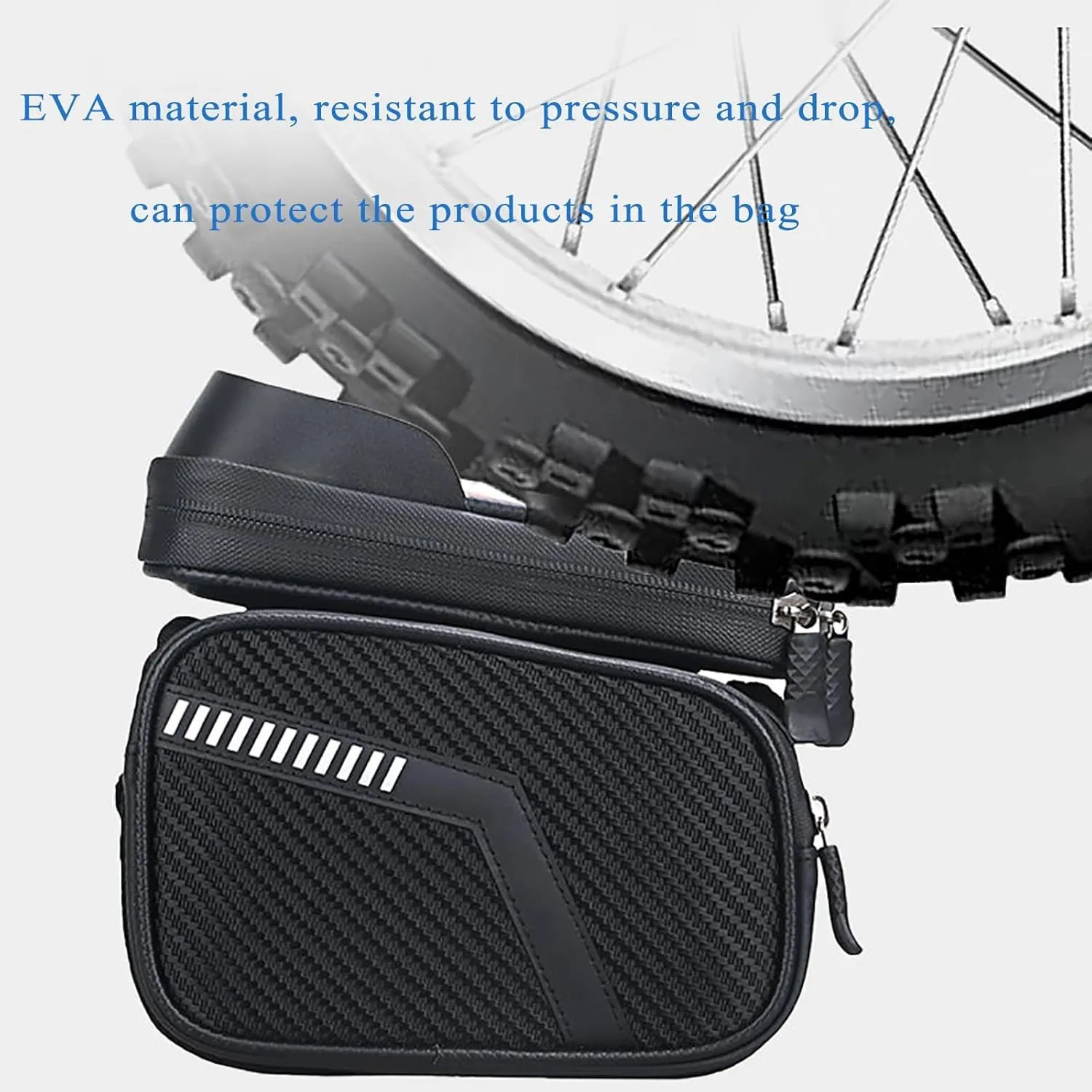 Bike Phone Front Frame Bag for Specialized Carve, Bike Bag Phone Mount Bag with TPU Sensitive Touchscreen, Top Tube Bike Bag Cycling Tools Storage Bag,A Black