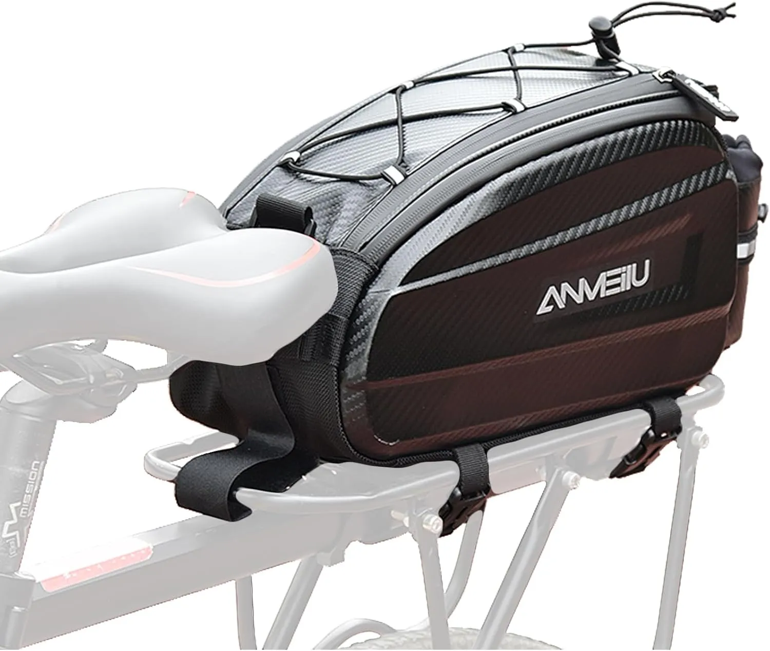 Bike Rack Bag Bicycle Trunk Pannier Bag 6L Waterproof Bike Rear Rack Bag Water Resistant Zipper Cycling Pack Back Seat Cargo Pouch with Strap & Rain Cover