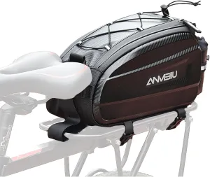 Bike Rack Bag Bicycle Trunk Pannier Bag 6L Waterproof Bike Rear Rack Bag Water Resistant Zipper Cycling Pack Back Seat Cargo Pouch with Strap & Rain Cover