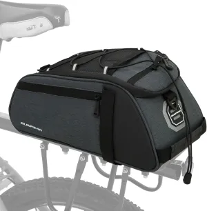 Bike Rear Rack Bag Waterproof Ebike Mountain Bicycle Saddle Bag 10L Cycling Pannier Trunk with Reflector & Shoulder Strap for Commuter Travel Outdoor