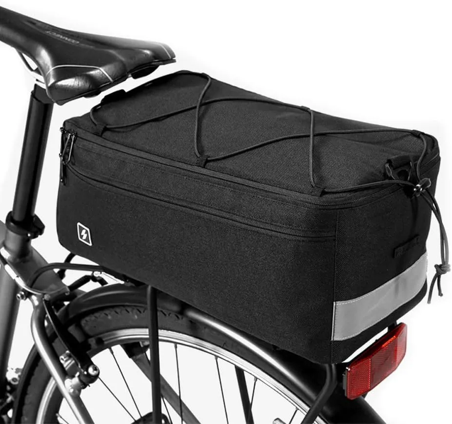 Bike Rear Seat Bag, Large-Capacity Carrier Trunk Bag with Reflective Strip Handbag Insulation Bag Pannier for Bicycle for Outdoor Traveling Hunting