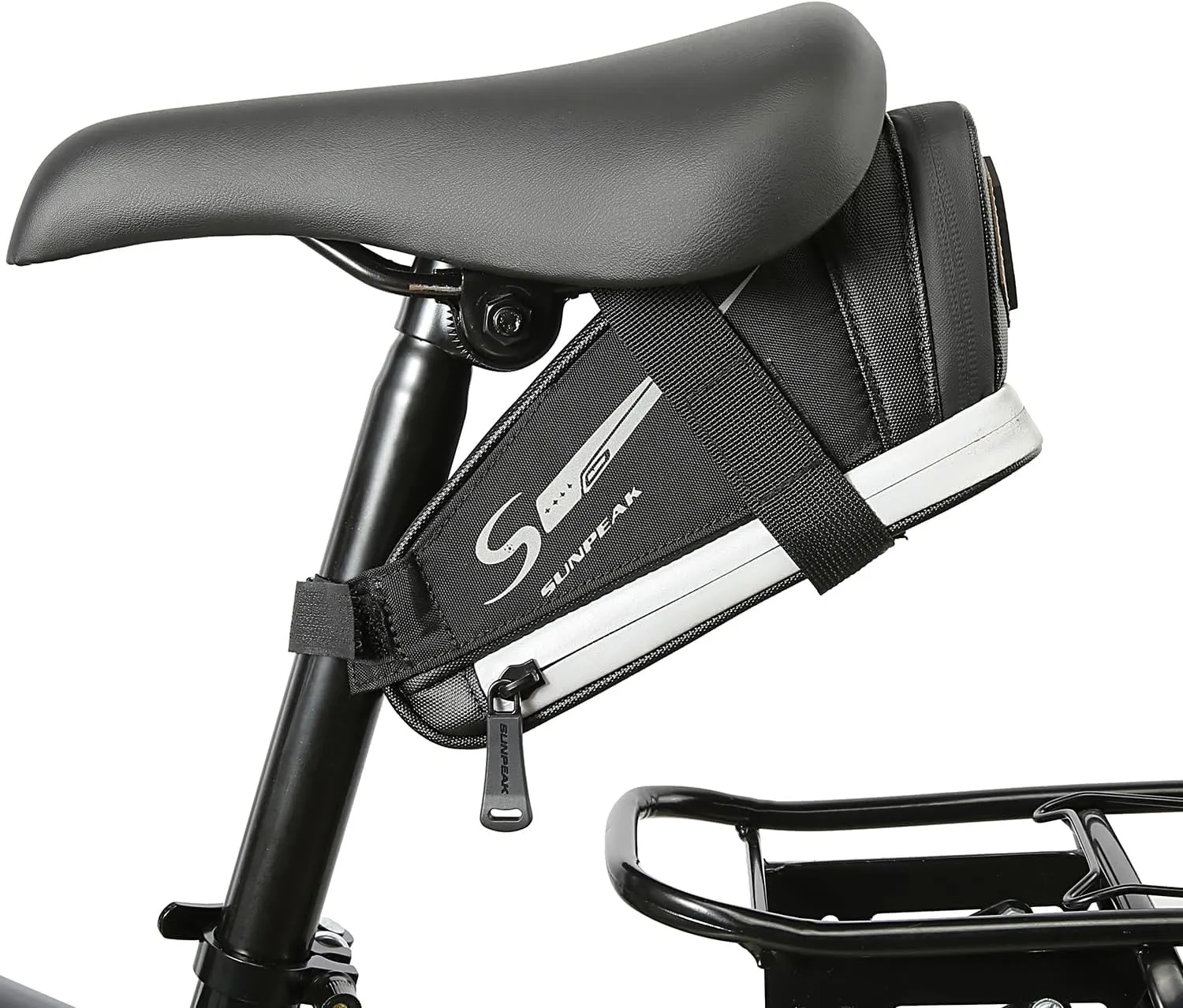 Bike Seat Bag Bicycle Saddle Bag Under Seat Waterproof Reflective Cycling Saddle Pack for Mountain Road Bikes Black