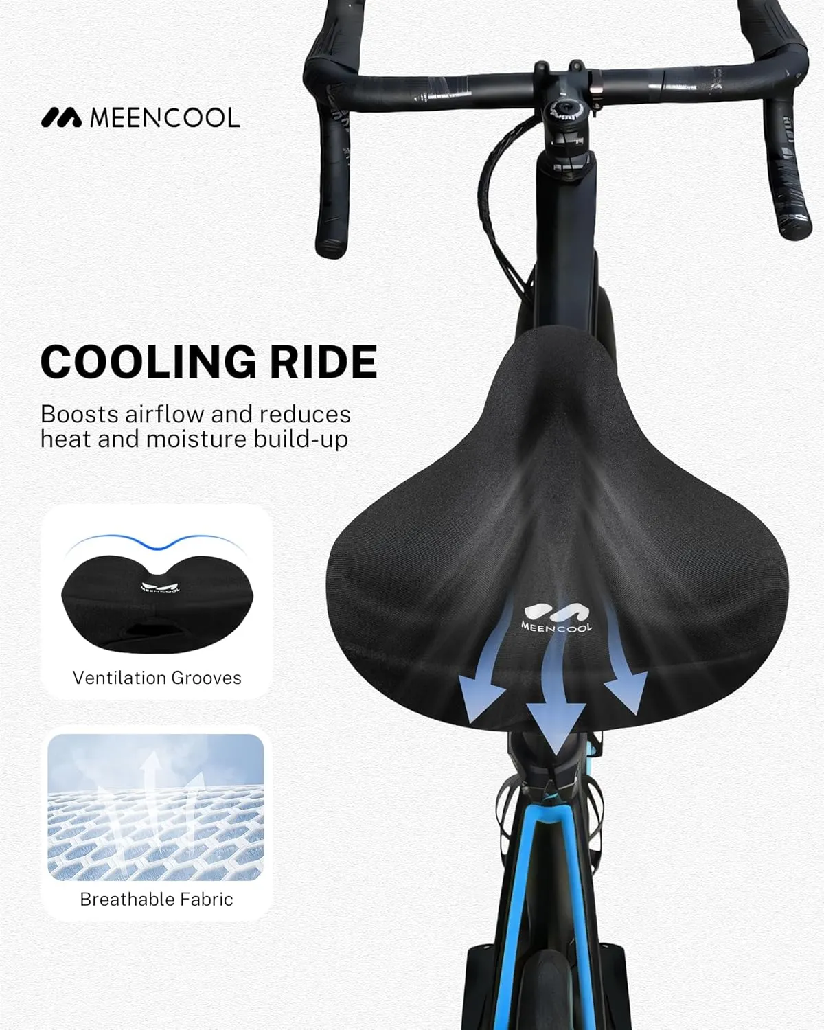 Bike Seat Cushion - Gel Padded Bike Seat Cover for Men Women Comfort, Adjustable Velcro Secure Bicycle Seat Cushion Compatible with Peloton, Indoor & Outdoor Bicycle Seat(11"x7")