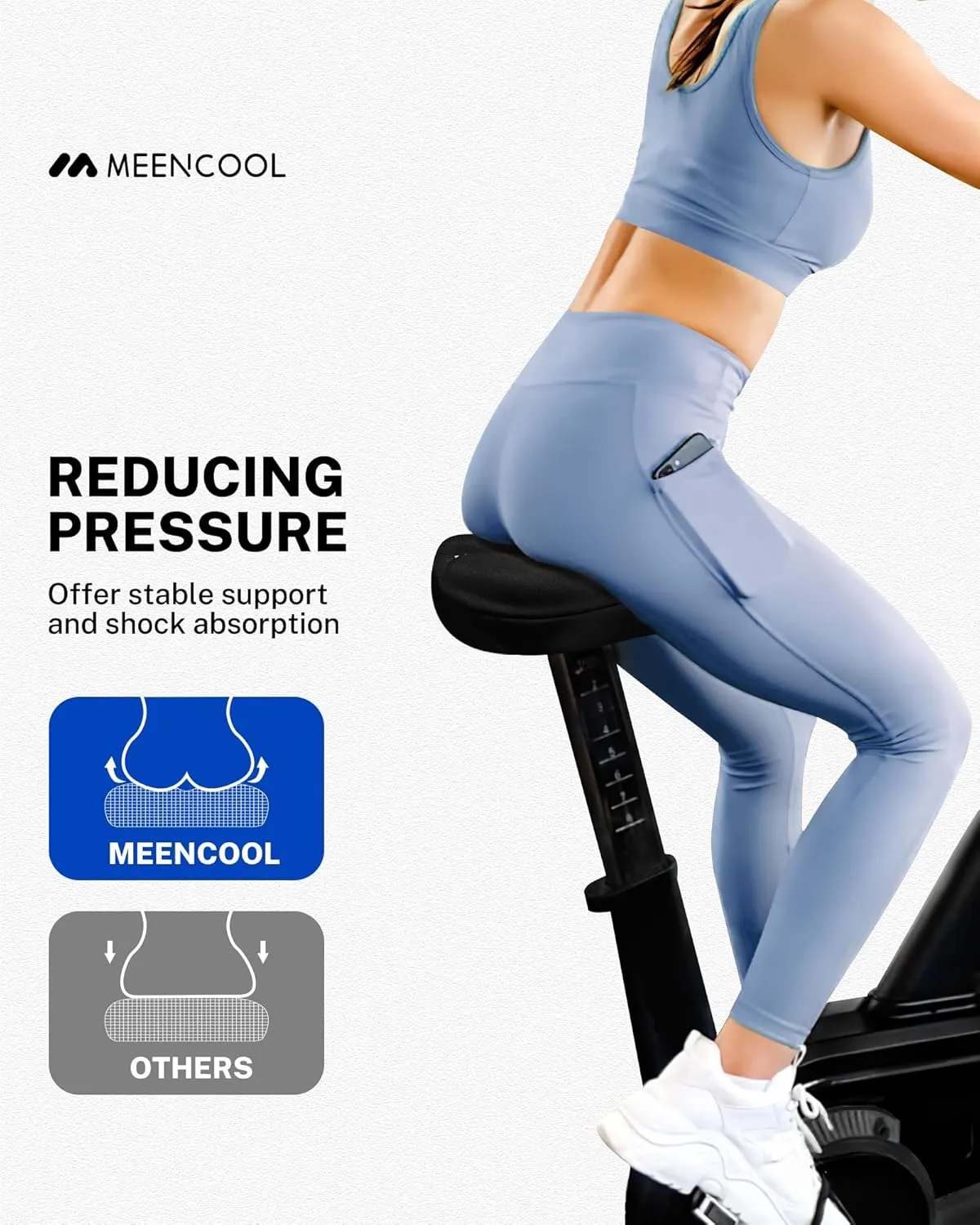 Bike Seat Cushion - Gel Padded Bike Seat Cover for Men Women Comfort, Adjustable Velcro Secure Bicycle Seat Cushion Compatible with Peloton, Indoor & Outdoor Bicycle Seat(11"x7")
