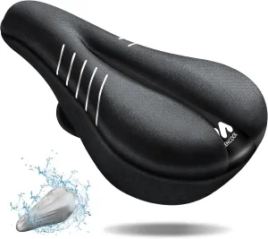 Bike Seat Cushion - Gel Padded Bike Seat Cover for Men Women Comfort, Adjustable Velcro Secure Bicycle Seat Cushion Compatible with Peloton, Indoor & Outdoor Bicycle Seat(11"x7")