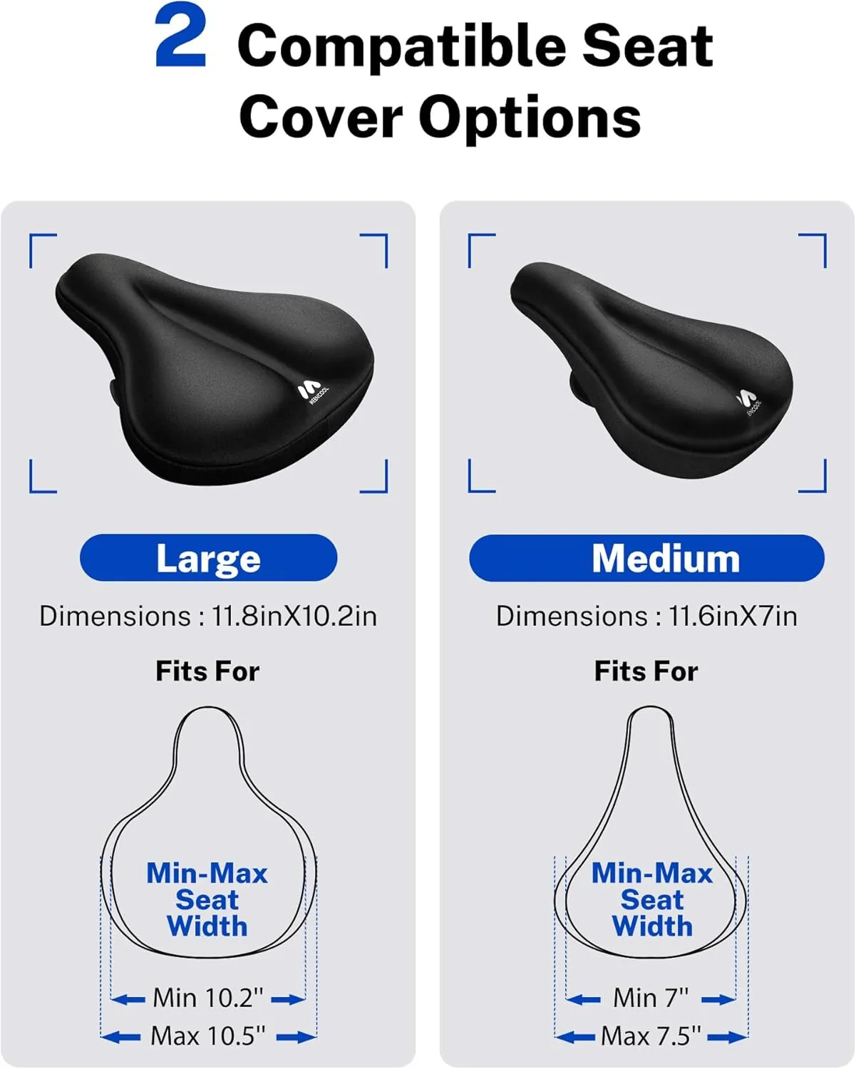 Bike Seat Cushion - Gel Padded Bike Seat Cover for Men Women Comfort, Adjustable Velcro Secure Bicycle Seat Cushion Compatible with Peloton, Indoor & Outdoor Bicycle Seat(11"x7")