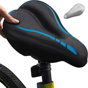 Bike Seat Cushion - Gel Padded Bike Seat Cover for Men Women Comfort, Adjustable Velcro Secure Bicycle Seat Cushion Compatible with Peloton, Indoor & Outdoor Bicycle Seat(11"x7")
