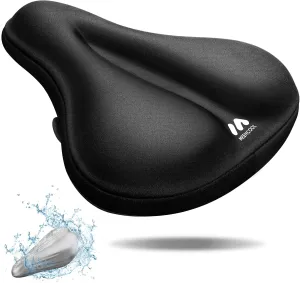Bike Seat Cushion - Gel Padded Bike Seat Cover for Men Women Comfort, Adjustable Velcro Secure Bicycle Seat Cushion Compatible with Peloton, Indoor & Outdoor Bicycle Seat(11"x7")