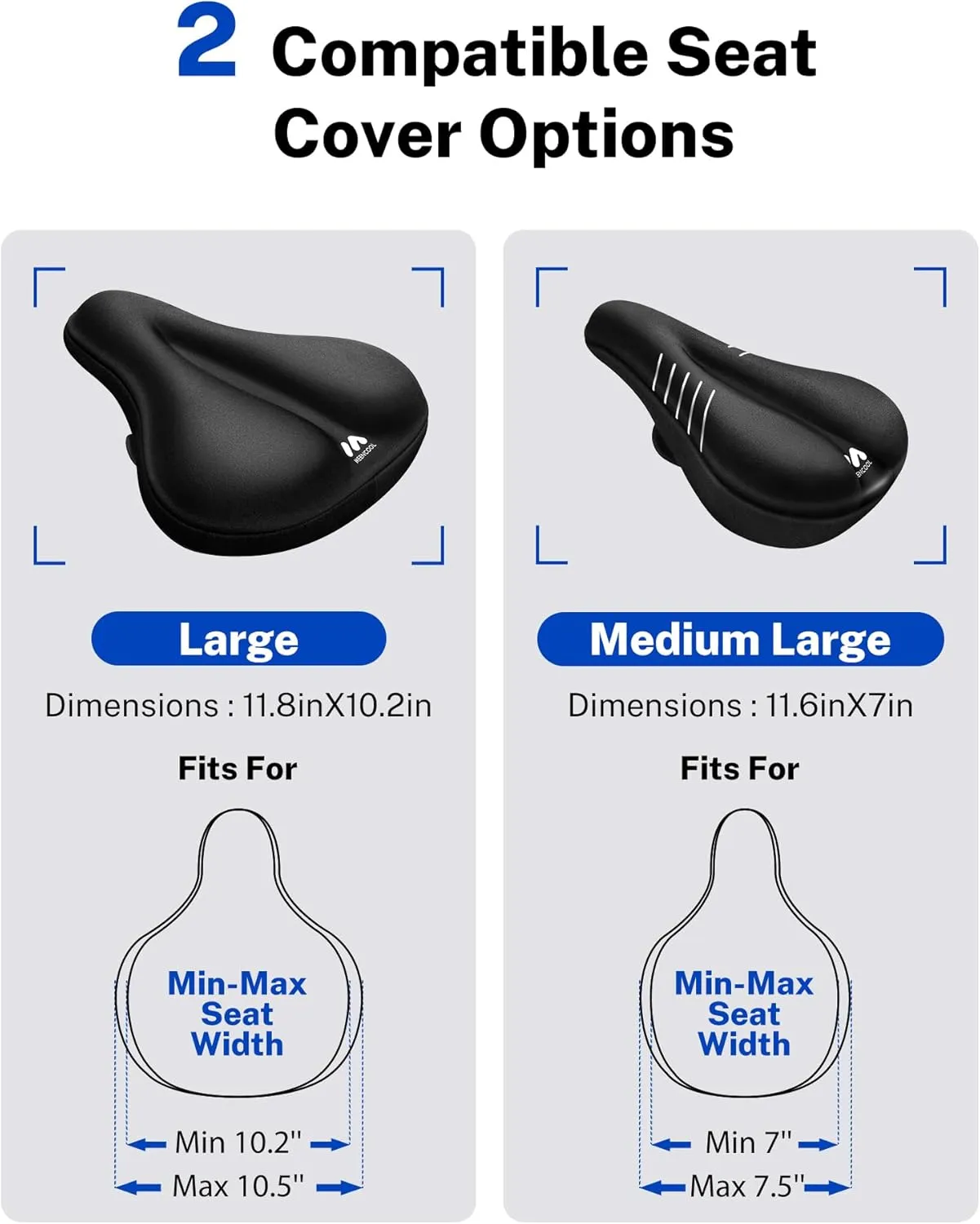 Bike Seat Cushion - Gel Padded Bike Seat Cover for Men Women Comfort, Adjustable Velcro Secure Bicycle Seat Cushion Compatible with Peloton, Indoor & Outdoor Bicycle Seat(11"x7")