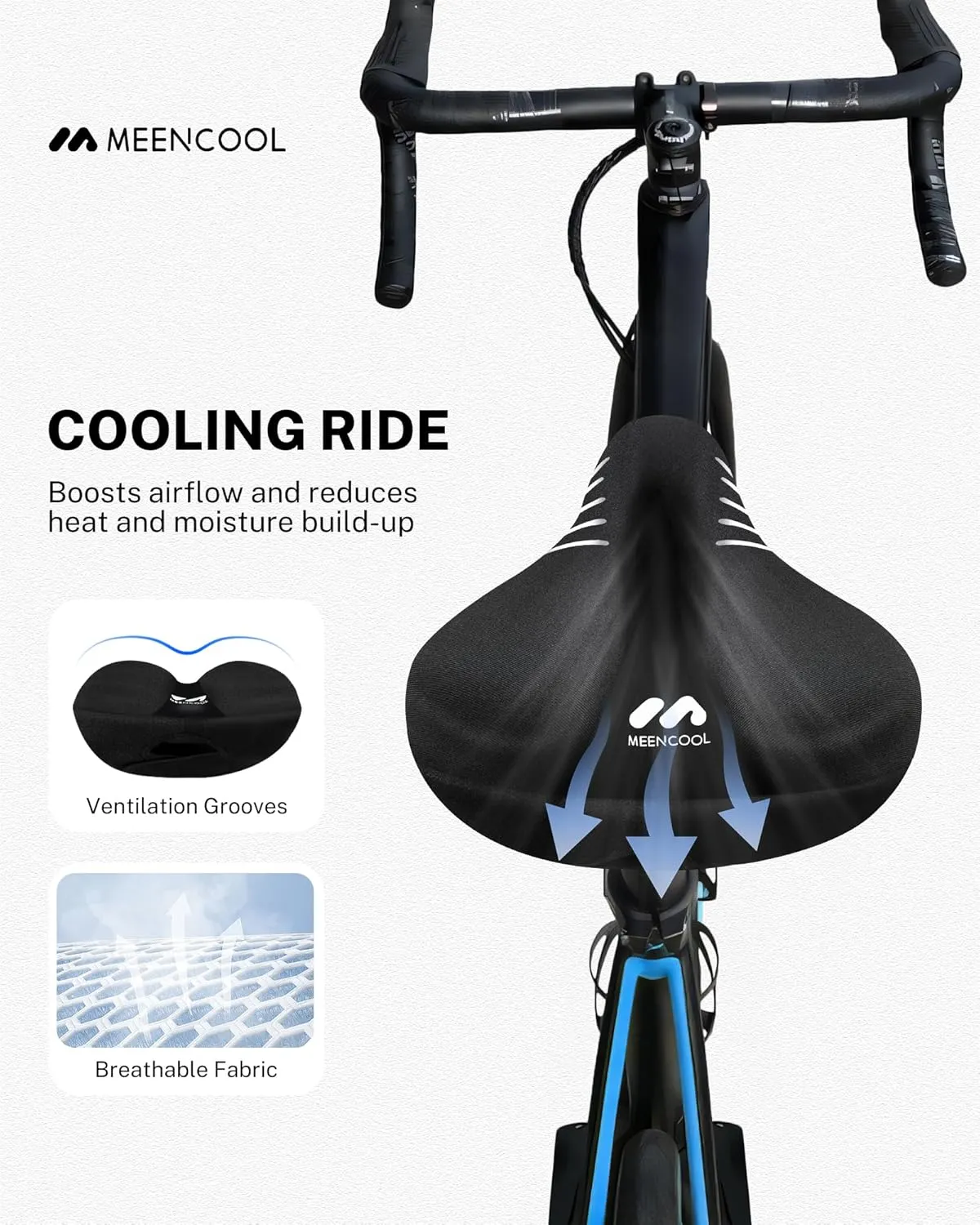 Bike Seat Cushion - Gel Padded Bike Seat Cover for Men Women Comfort, Adjustable Velcro Secure Bicycle Seat Cushion Compatible with Peloton, Indoor & Outdoor Bicycle Seat(11"x7")