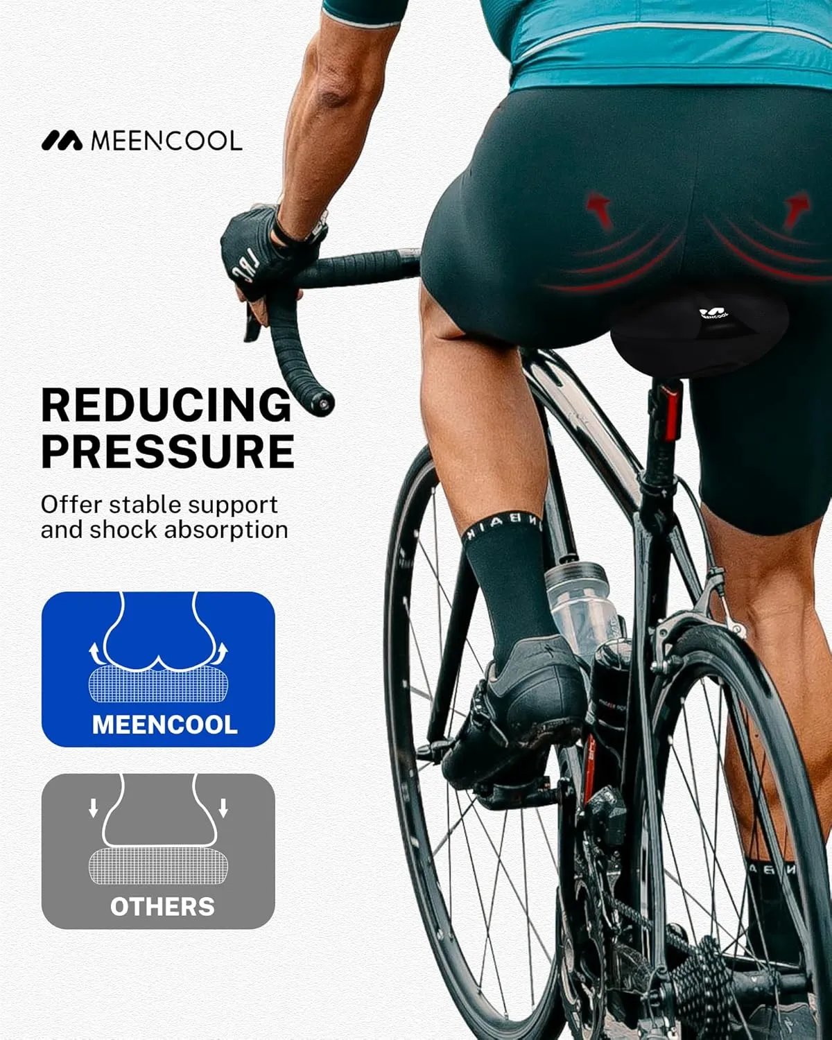 Bike Seat Cushion - Gel Padded Bike Seat Cover for Men Women Comfort, Adjustable Velcro Secure Bicycle Seat Cushion Compatible with Peloton, Indoor & Outdoor Bicycle Seat(11"x7")