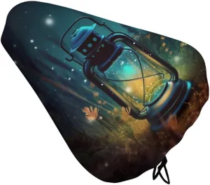 Bike Seat Cushion,Fireflies and Lantern Printed Waterproof Seat Cushion,Adjustable Bike Seat Cushion for Indoor and Outdoor Cycling