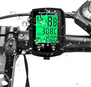 Bike Speedometer, Waterproof Bicycle Speedometer and Odometer Wired - Accurate Cycling Speed Tracker with LCD Backlit Display and Multiple Functions