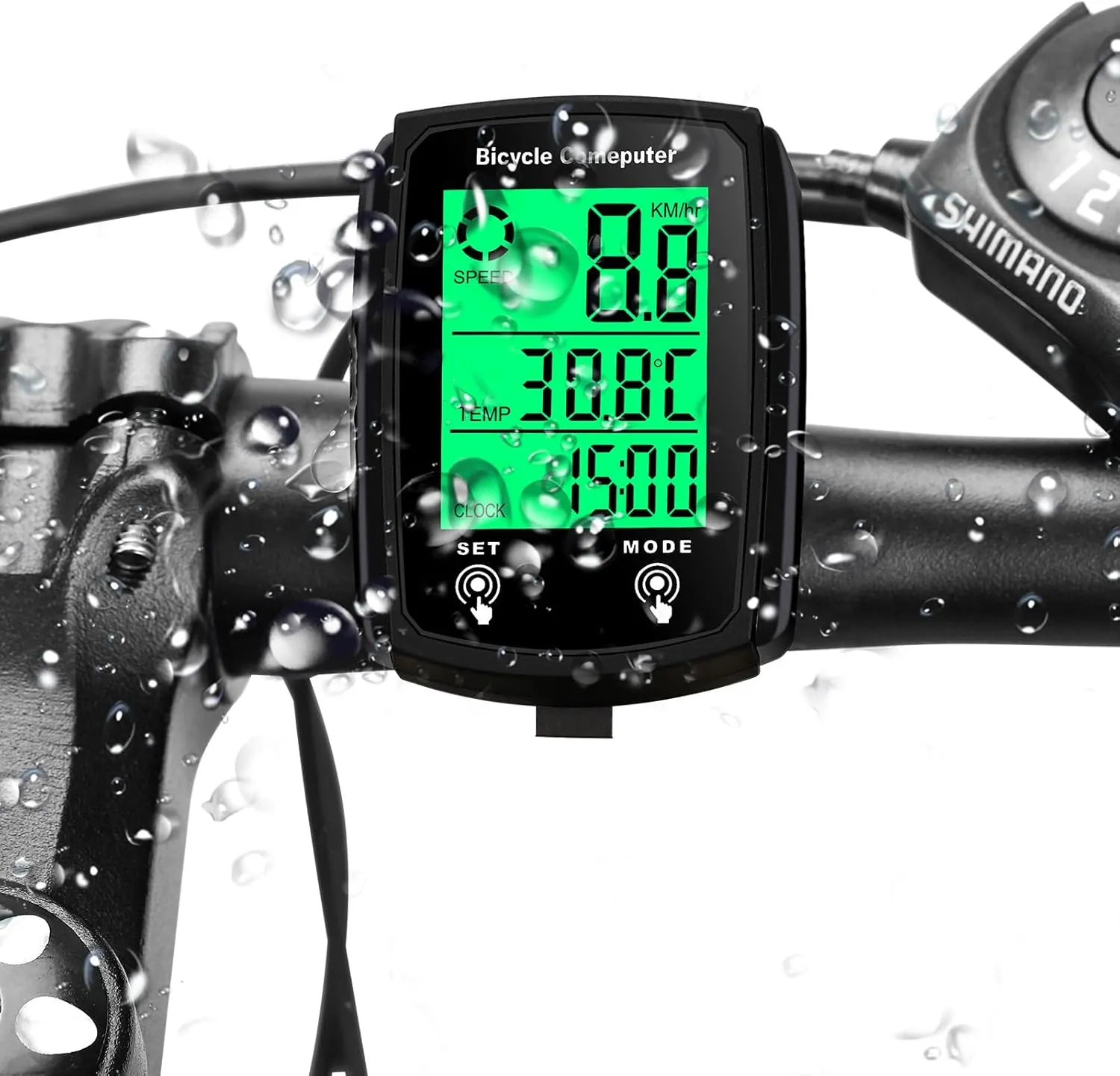 Bike Speedometer, Waterproof Bicycle Speedometer and Odometer Wired - Accurate Cycling Speed Tracker with LCD Backlit Display and Multiple Functions