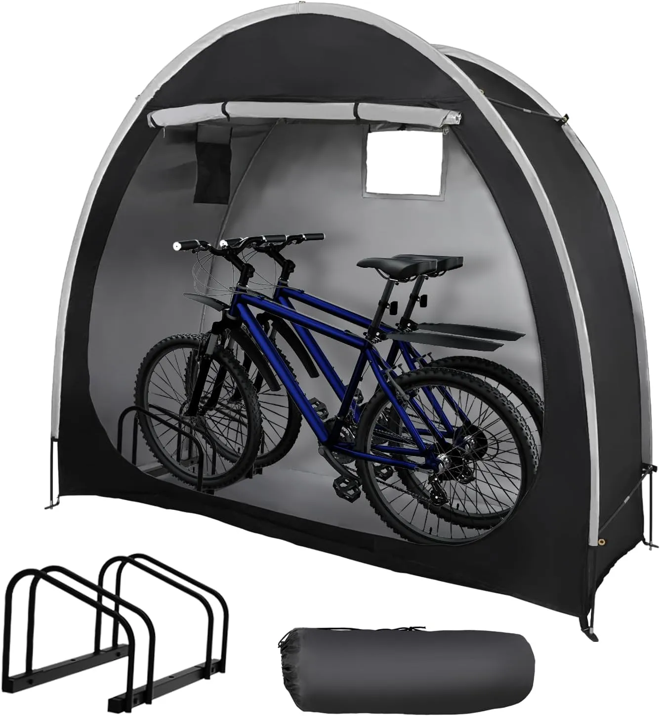 Bike Storage Shed with Bicycle Racks Outdoor Portable Bicycle Storage Sheds with 210D Oxford 800ppm Waterproof for 2/3 Bikes, Covers Shelter for Motorcycle, Garden Tools, Lawn Mower