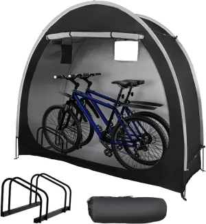Bike Storage Shed with Bicycle Racks Outdoor Portable Bicycle Storage Sheds with 210D Oxford 800ppm Waterproof for 2/3 Bikes, Covers Shelter for Motorcycle, Garden Tools, Lawn Mower