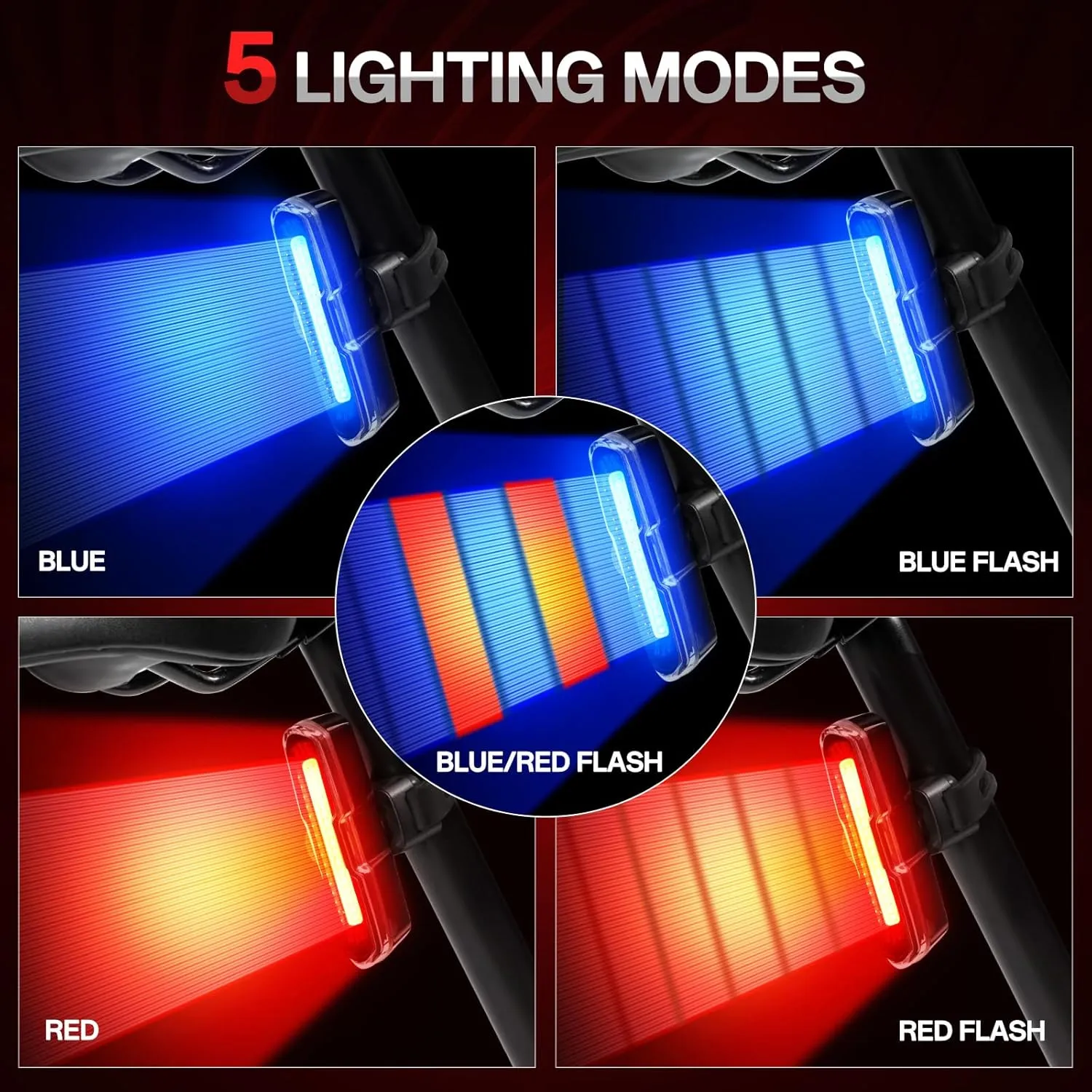 Bike Tail Light Powerful & Rechargeable - Waterproof, Multiple Modes, Quick Release Mounts, DON PEREGRINO Bicycle Lights