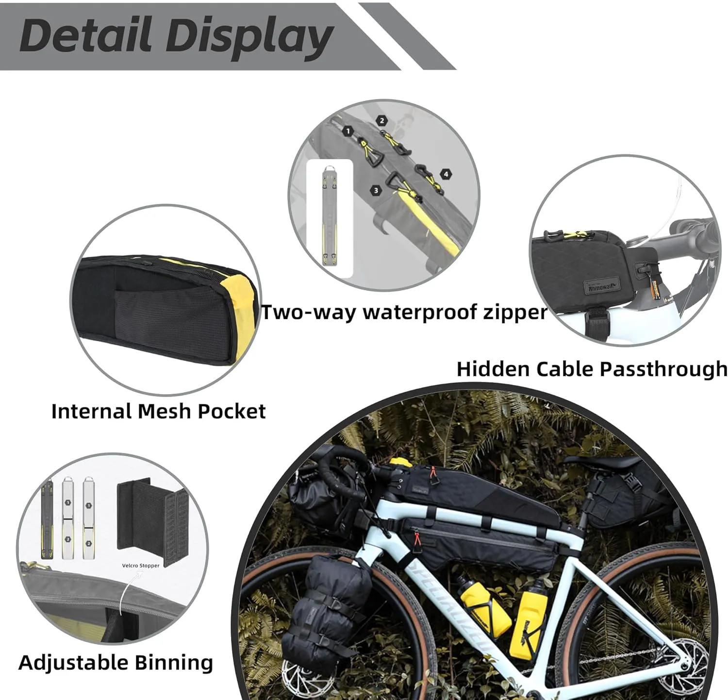 Bike Top Tube Bag Bicycle Front Frame Bag Waterproof Bike Bag 2.1L with Dual Side Mesh Pockets for MTB Road Bike Cycling Commuting and Outdoor Adventures