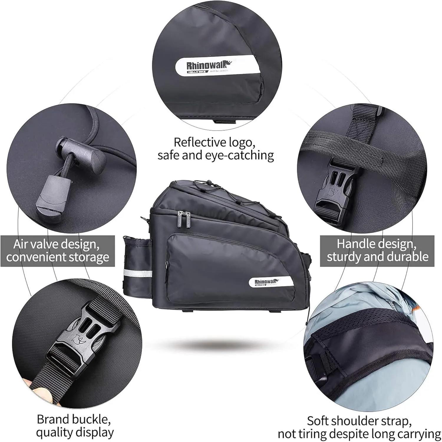 Bike Trunk Bag Bike Pannier Bag Bike Rear Seat Bag 17L Waterproof Bicycle Cargo Rack Saddle Bag Commuter Bag Shoulder Bag Laptop Pannier Rack Bicycle Bag