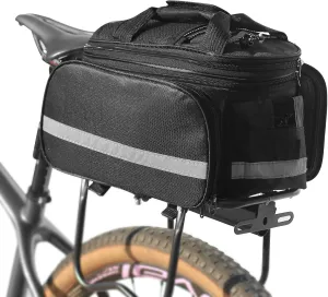 Bike Trunk Bag Waterproof Bike Pannier Bags 27L Large Capacity Portable Rear Bicycle Seat Bag with Detachable Straps and Rain Cover for Cycling Commuting Traveling