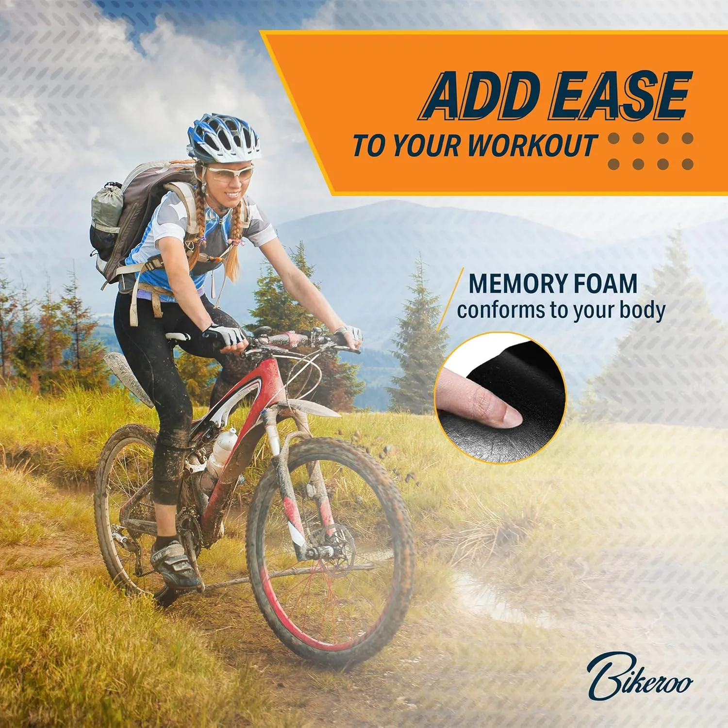 Bikeroo Wide Cruiser Saddle - Comfort Seat Fits Indoor & Outdoor Bicycles - Steel Spring & Elastomer Suspension - Memory Foam