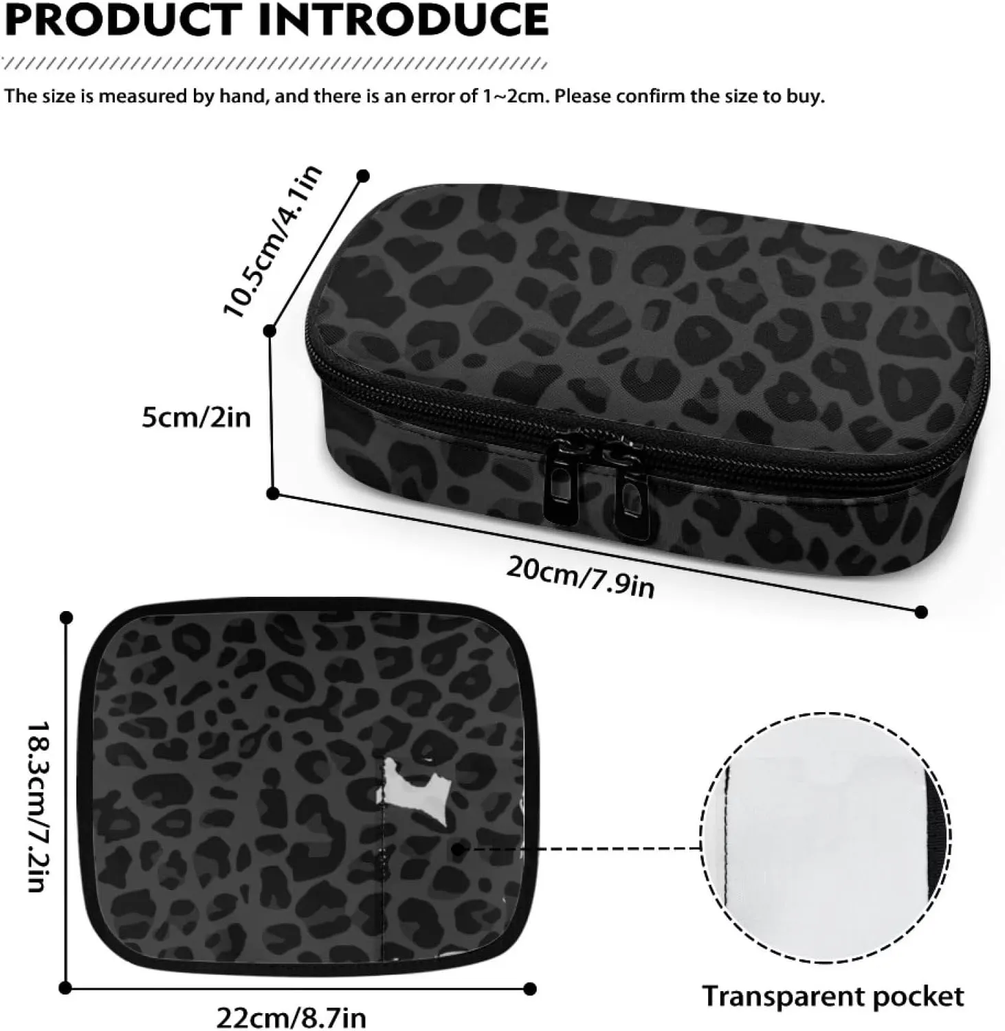 Black Leopard Diabetic Supplies and Insulin Travel Storage Case for Glucose Meter Insulin Storage Bag Holds Insulin Pens Blood Sugar Test Strips