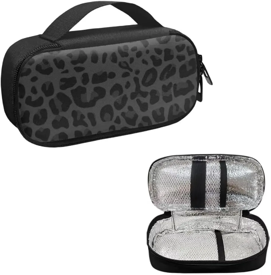 Black Leopard Insulin Pen Cooler Travel Case Diabetic Medication Insulated Cool Organizer for Insulin Pen and Other Diabetic Supplies for The Daily Life and Trip