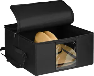 Black Stackable Hat Organizer Box - Foldable, Dustproof, Travel Friendly, Accommodates Various Hat Styles, 16.54 x 16.54 x 7.87 inches