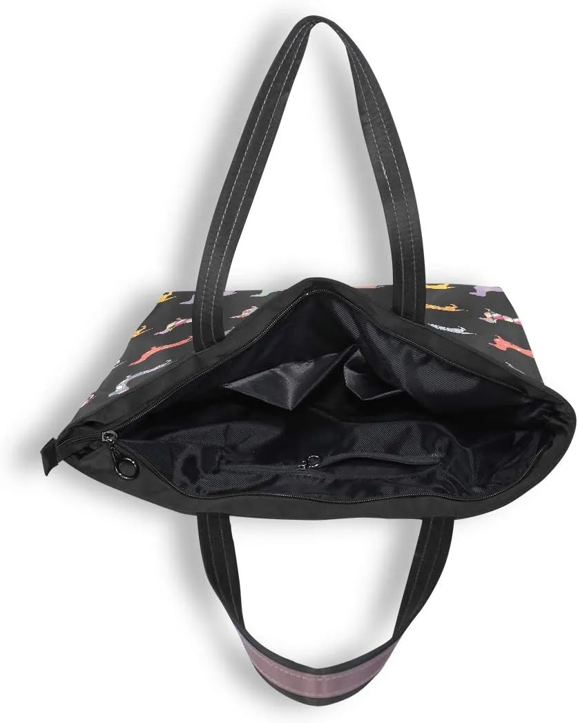 Black Sunflower Summer Large Tote Bags Women Summer Handbags with Zipper Shopper Bag for Mother Day Christmas Gifts for Mom
