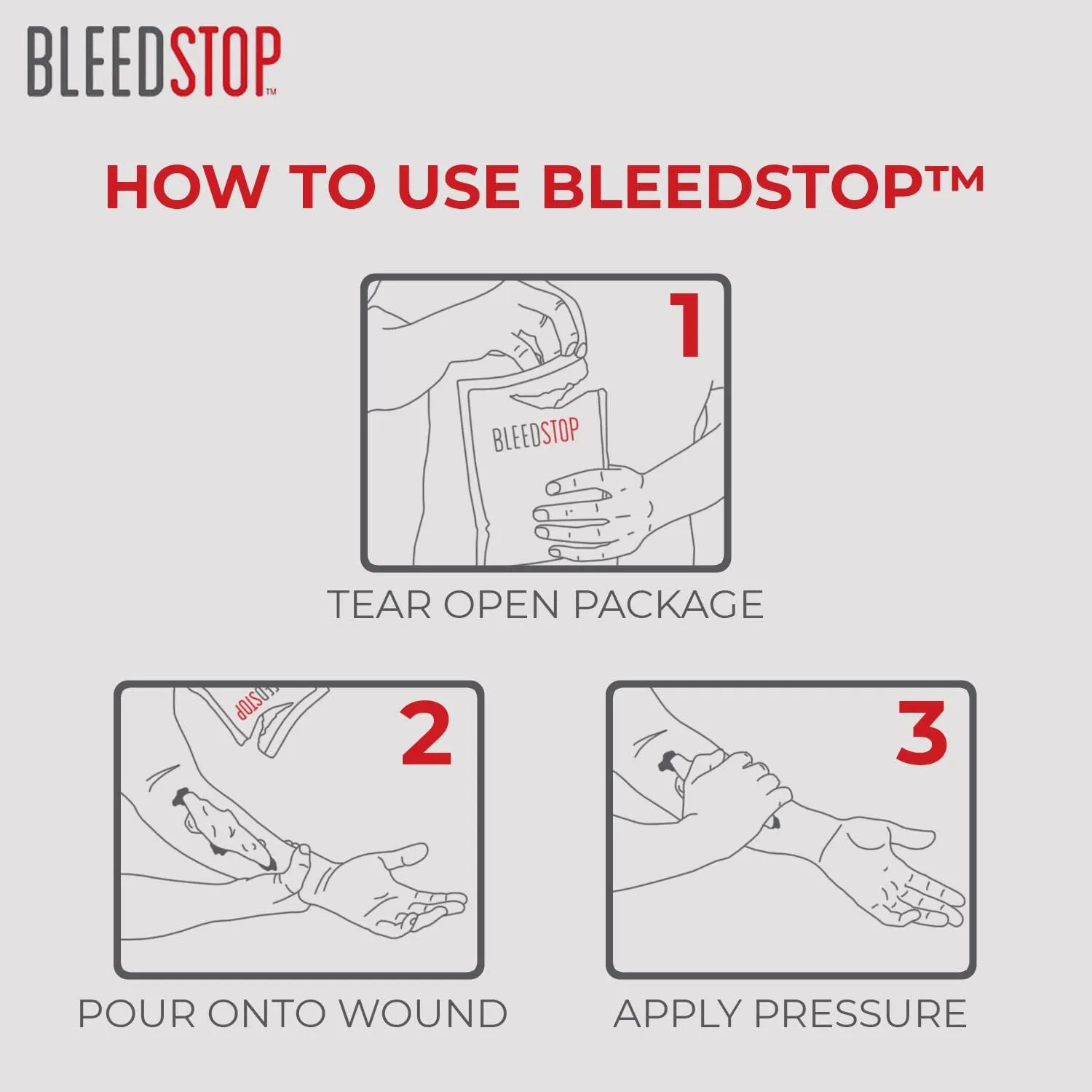 BleedStop™ First Aid Powder for Blood Clotting, Trauma Kit, Blood Thinner Patients, Camping Safety, and Survival Equipment for Moderate to Severe Bleeding Wounds or Nosebleeds - 4 (15g) Pouches