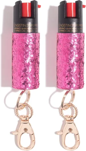 BLINGSTING Pepper Spray for Women - Maximum Strength OC Self Defense Spray - 12 ft Range - UV Marking Dye for Police ID - Swipe Safety Lock, Compact & Fashionable Keychain