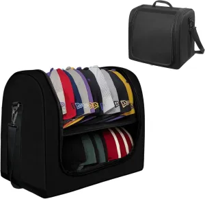 BLIRITEL Baseball Hat Travel Case, Hat Organizer for Baseball Caps, Large Hat Bag for 20-24 Caps, Hat Storage Box Holder, Cap Carrier Case Perfect for Home and Traveling