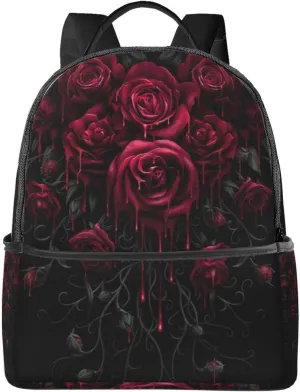 blood red rose art Daypack Backpack Polyester Multipurpose Anti-Theft Shoulder Bag Big Capacity Gym Outdoor Hiking Backpack With Smooth Zippers