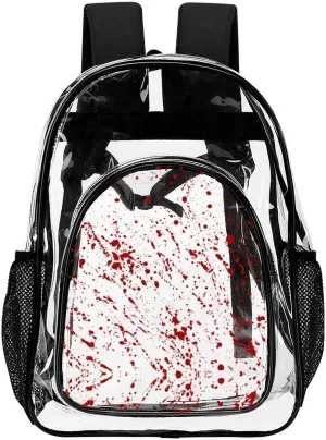 Blood Soaked, Bloody Horror Fright Halloween Transparent Backpack, Fashionable Backpack