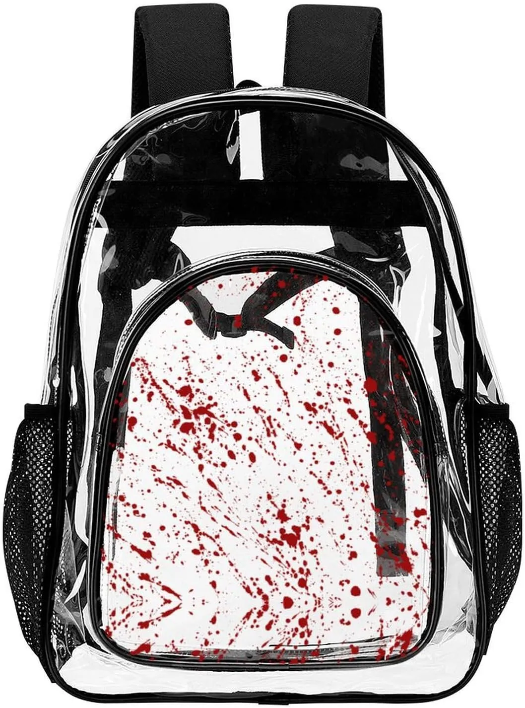 Blood Soaked, Bloody Horror Fright Halloween Transparent Backpack, Fashionable Backpack