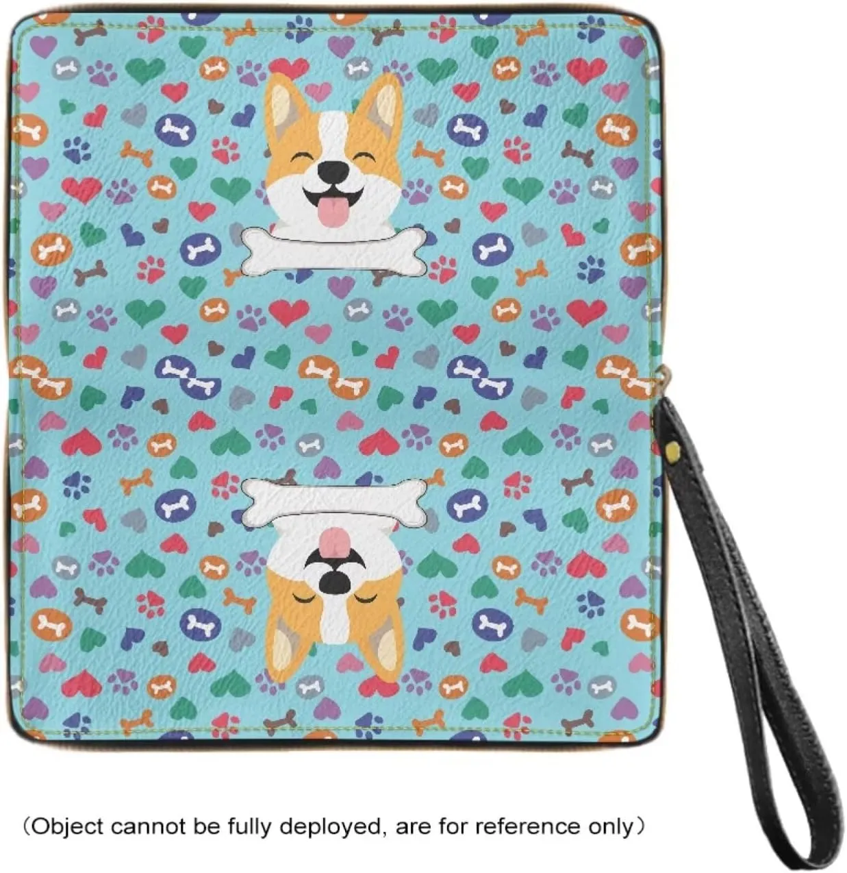 Blue Paw Corgi Wallets for Women PU Leather Credit Card Holder Large Capacity Wristlet