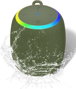 Bluetooth Speaker, Portable Wireless with 15W Stereo Sound, IPX6 Waterproof, Blue Tooth 5.3, LED Light, TWS Pairing, 12H Playtime Shower Speakers for Home Outdoor Party Beach(Green)