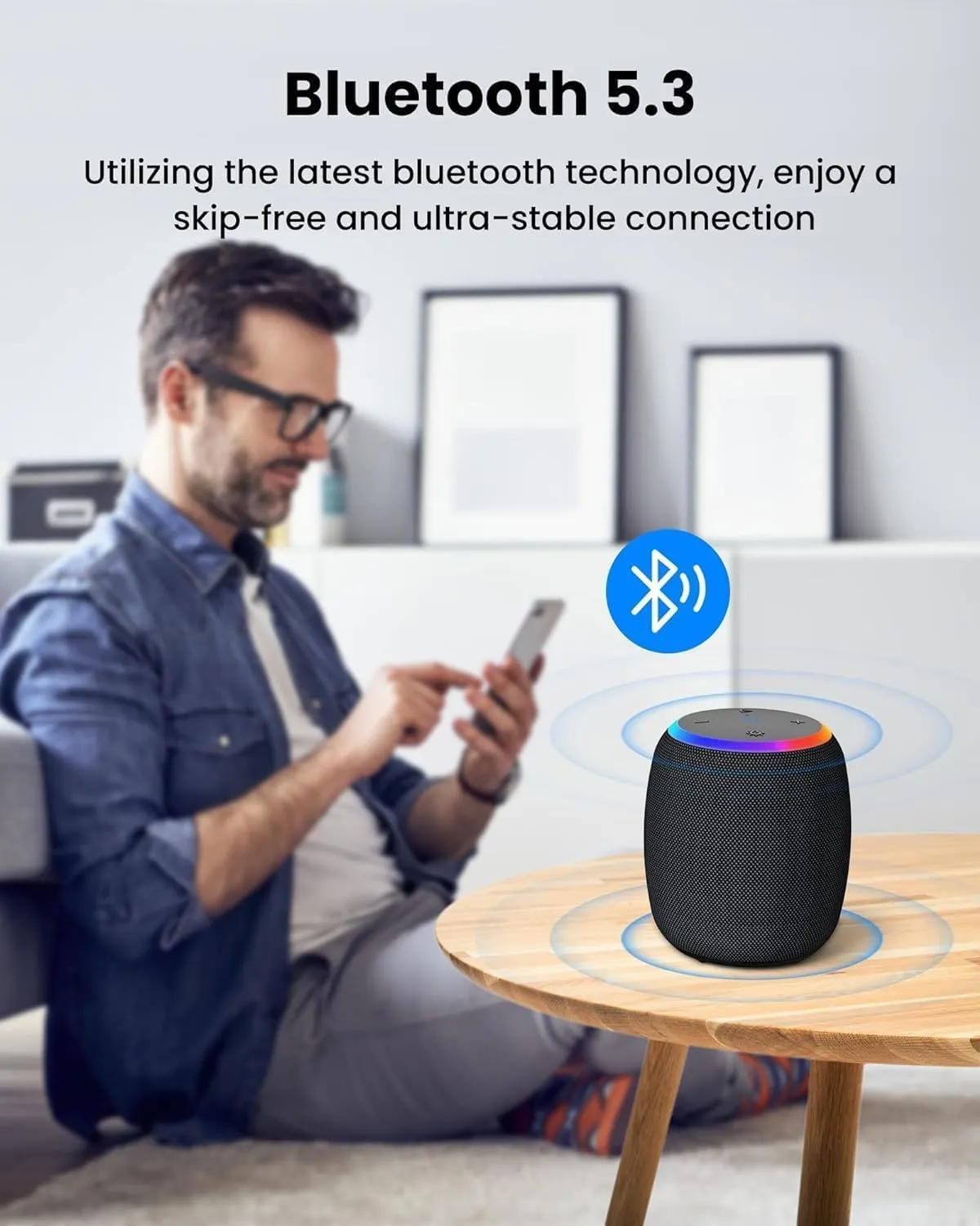 Bluetooth Speaker, Portable Wireless with 15W Stereo Sound, IPX6 Waterproof, Blue Tooth 5.3, LED Light, TWS Pairing, 12H Playtime Shower Speakers for Home Outdoor Party Beach(Green)
