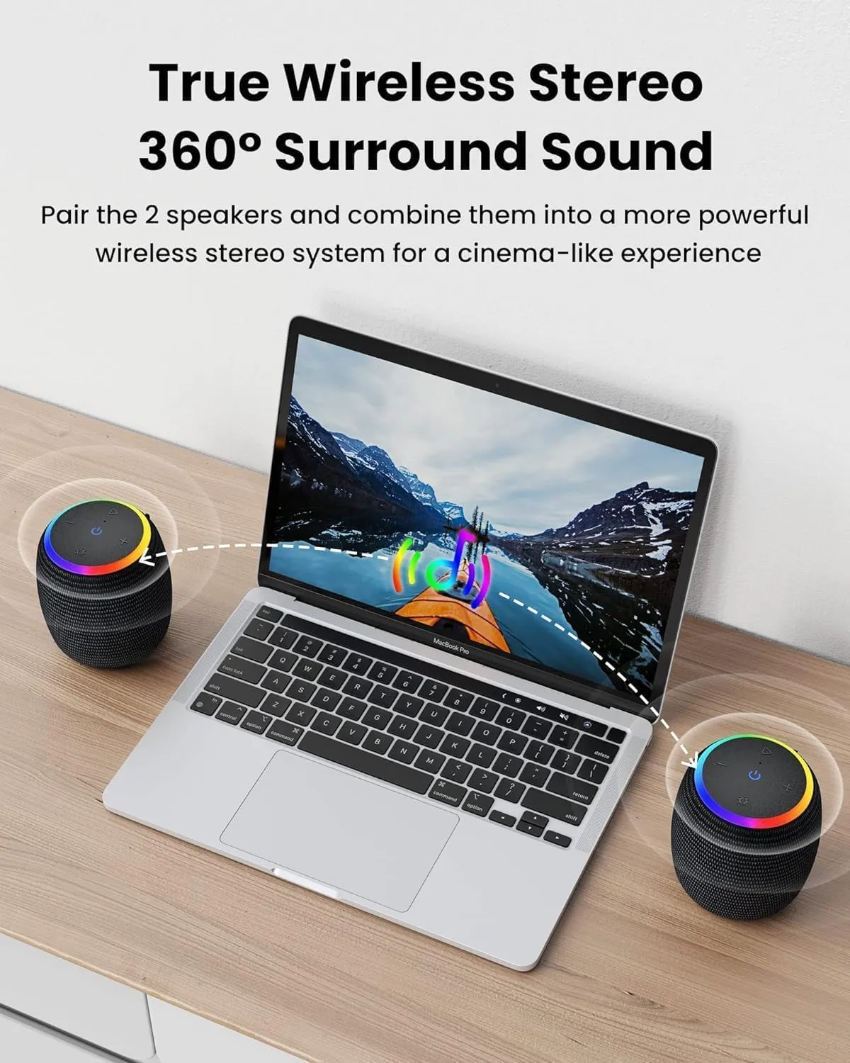 Bluetooth Speaker, Portable Wireless with 15W Stereo Sound, IPX6 Waterproof, Blue Tooth 5.3, LED Light, TWS Pairing, 12H Playtime Shower Speakers for Home Outdoor Party Beach(Green)