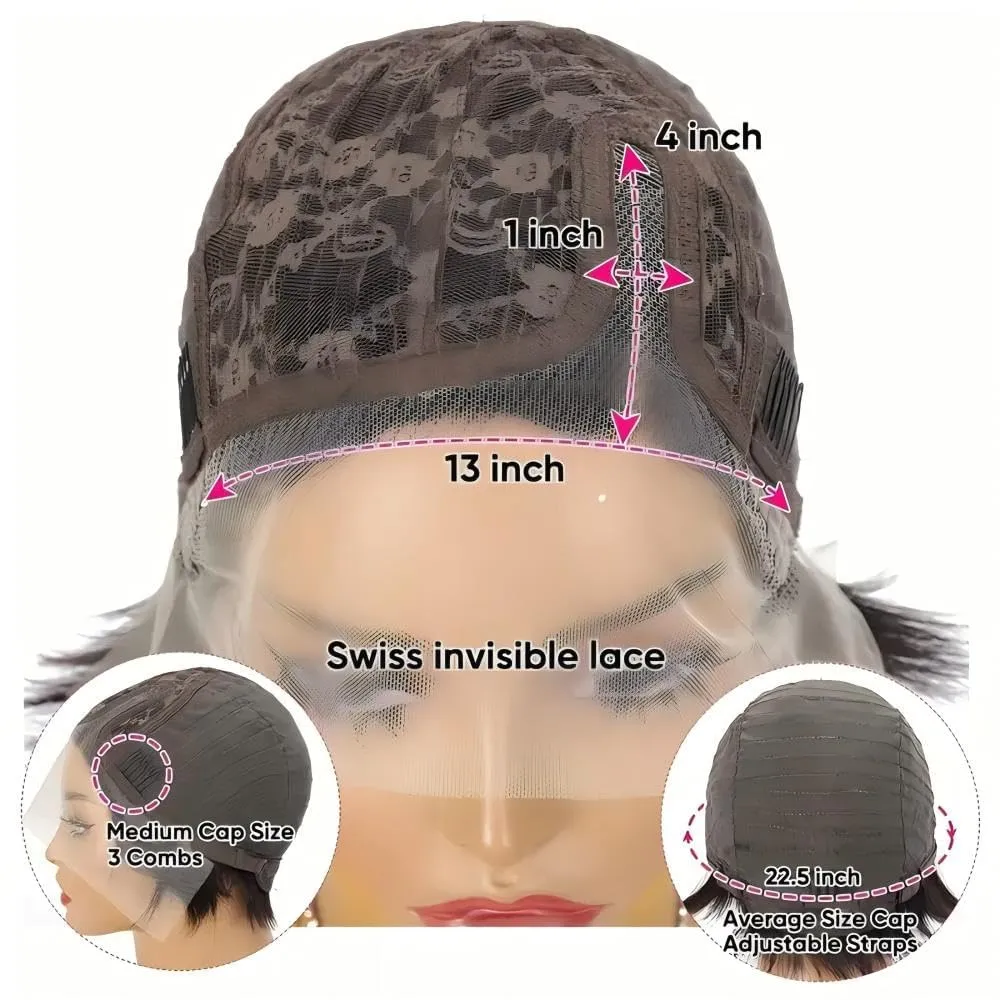 Bob Wig Human Hair Short Lace Front Wigs for Black Women Human Hair Wig Pixie Cut Wig Pre Plucked T Part Lace Frontal Wig with Baby Hair 1B Color