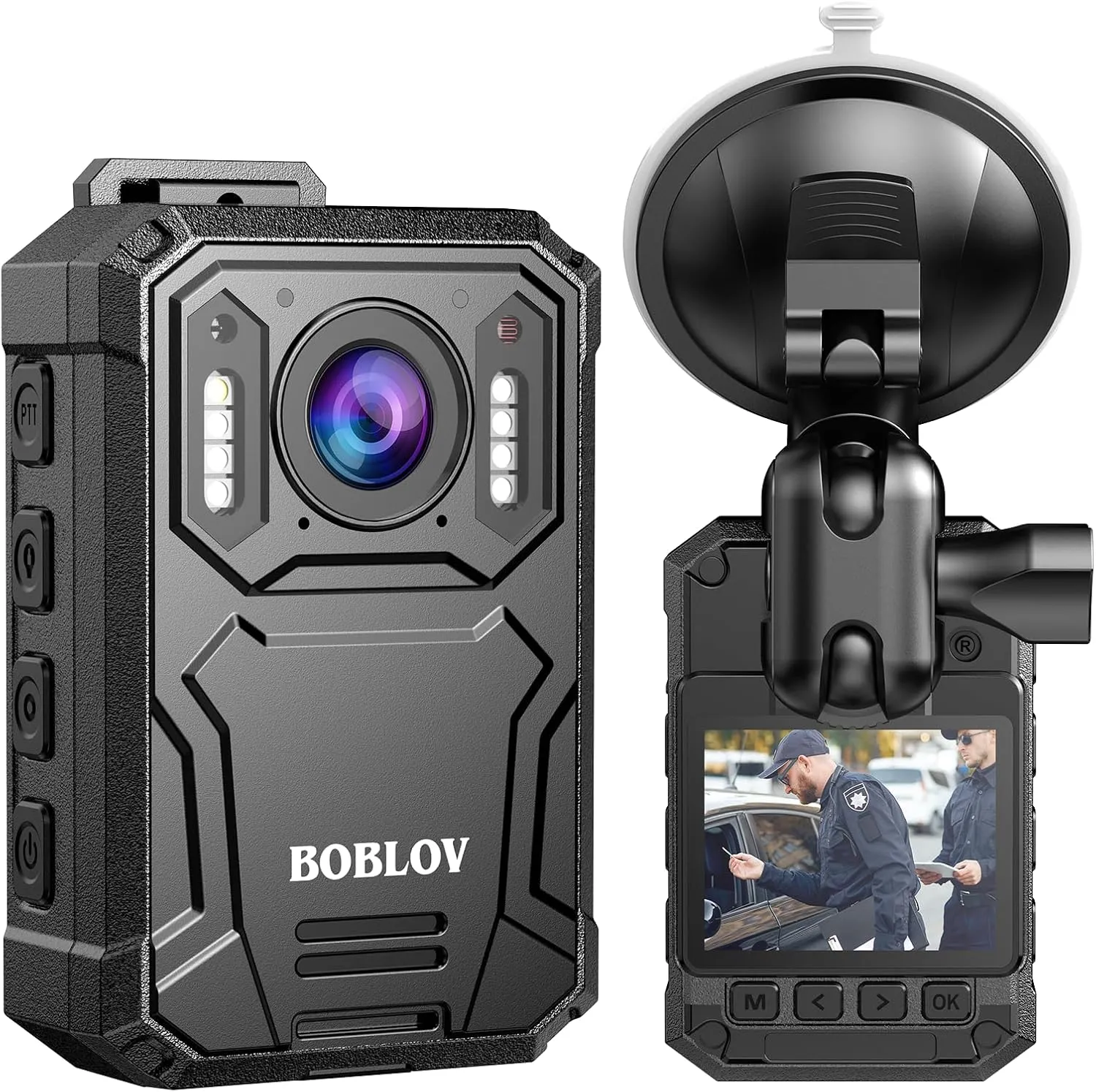 BOBLOV KJ23Pro 2K Body Camera, 128GB Body Cams with Night Vision, 4000mAh Battery for 15 Hours Continuous Recording, IP66 Design, USB-C Design for Law Enforcement, Security, and Outdoor Work
