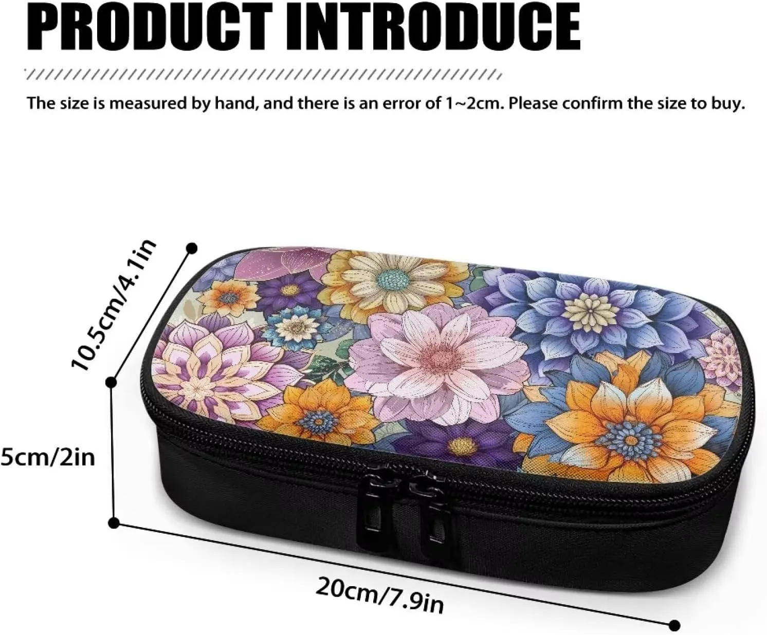 Bohemian Flower Diabetic Supplies Bag Carrying Case Organizer For Diabetes Testing Kit, Blood Glucose Monitor Kit with Meter, Blood Sugar Test Strips, Lancets, Lancing Device, Alcohol Wipe