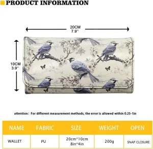 Boho Mandala Dragonfly Long Wallets for Women PU Leather Wallet Clutch Organizer, Folk Dragonflies Floral Trifold Billfold Purses Credit Card Holder