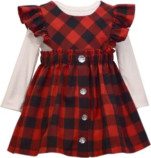 Bonnie Jean Girl's Holiday Christmas Dress - Plaid Jumper Dress for Baby and Toddler Girls