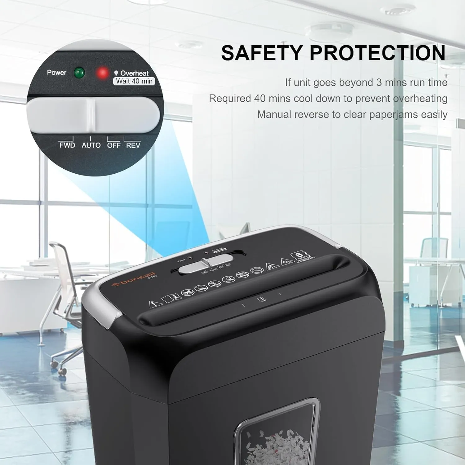 Bonsaii Paper Shredder for Home Use, 3.4 Gal Wastebasket, 6 Sheet Crosscut Paper Credit Cards, Staples, and Clips Shredder for Home Office Use, Portable Handle Design (C237-B New Version)